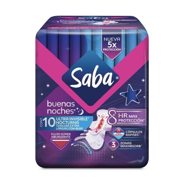 Toalla saba ultra nocturna con alas 10un